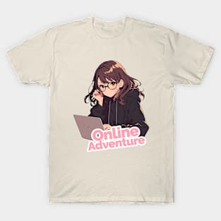 Cartoon girl with laptop T-Shirt